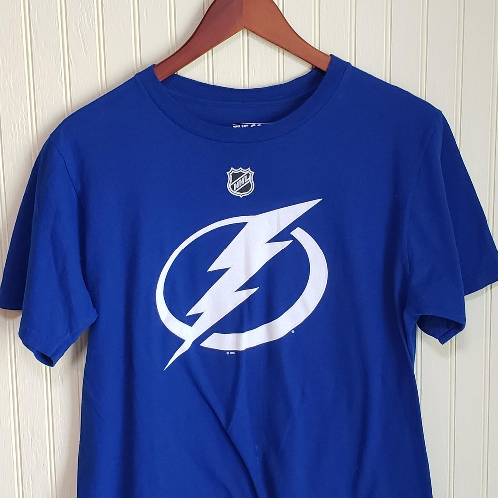 Tampa Bay Lightning Shirt Mens Medium Blue NHL Hockey Adidas Kucherov 86 Tee